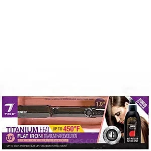 Nicka K New York Tyche Titanium Heat Flat Iron 1.0" With Bonus Spray TTN-1.0